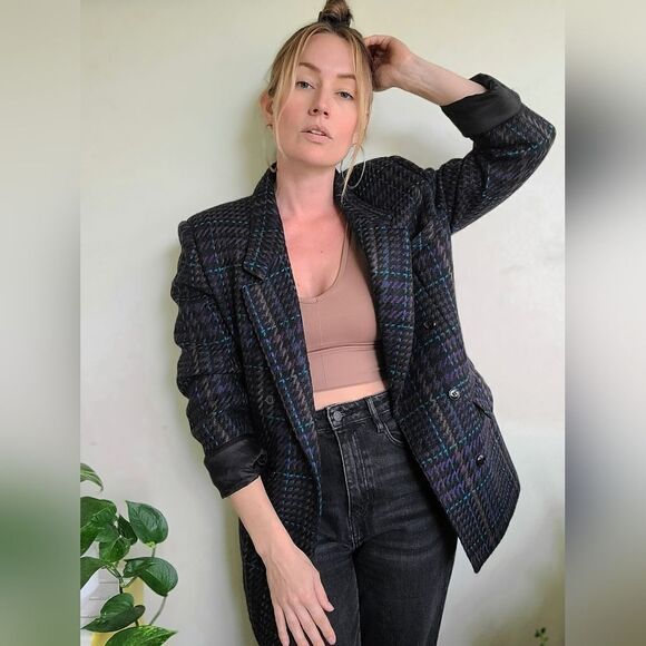 The Coco Vintage 80s Double Breasted Wool Blazer M - Picture 4 of 12
